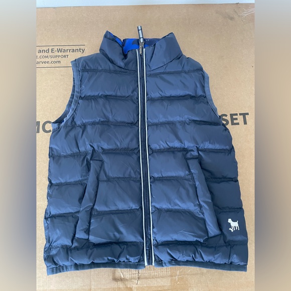 Mini Boden Boys Reversible Blue Navy Animal Print Puffer Vest Sz 4-5y - Picture 11 of 13